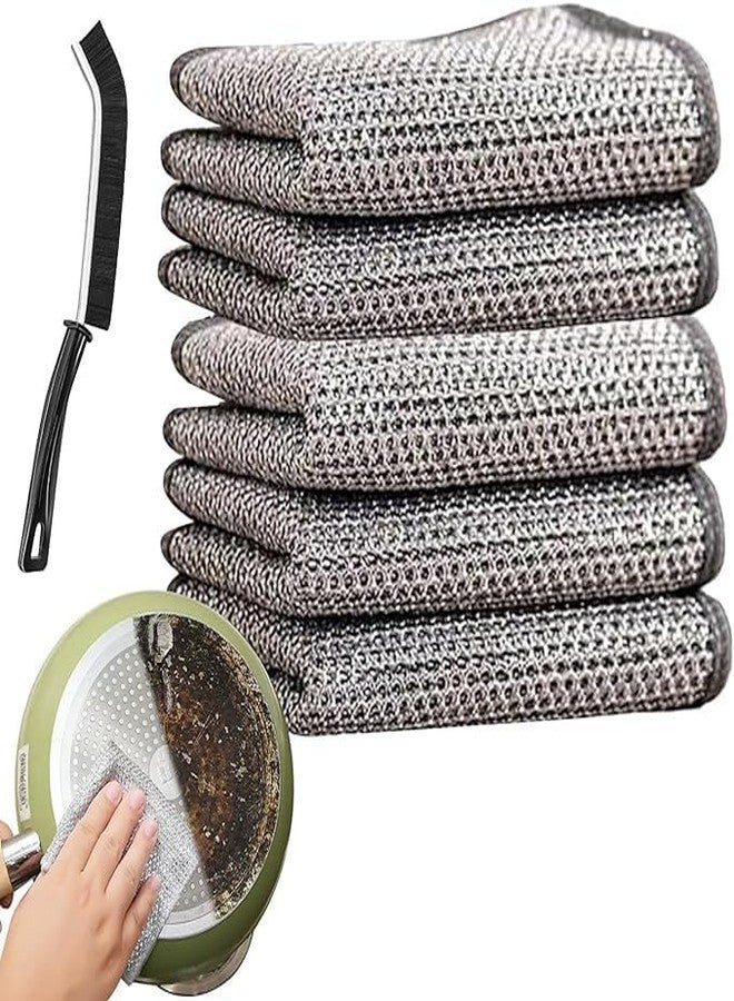 Marve Non-Scratch Wire Dishcloth & Gaps Cleaning Brush, Multipurpose Wire Dishwashing Rags for Wet and Dry, Easy Rinsing, Reusable, Wire Cleaning Cloth for Kitchen, Sinks, Pots (12) - Image 1